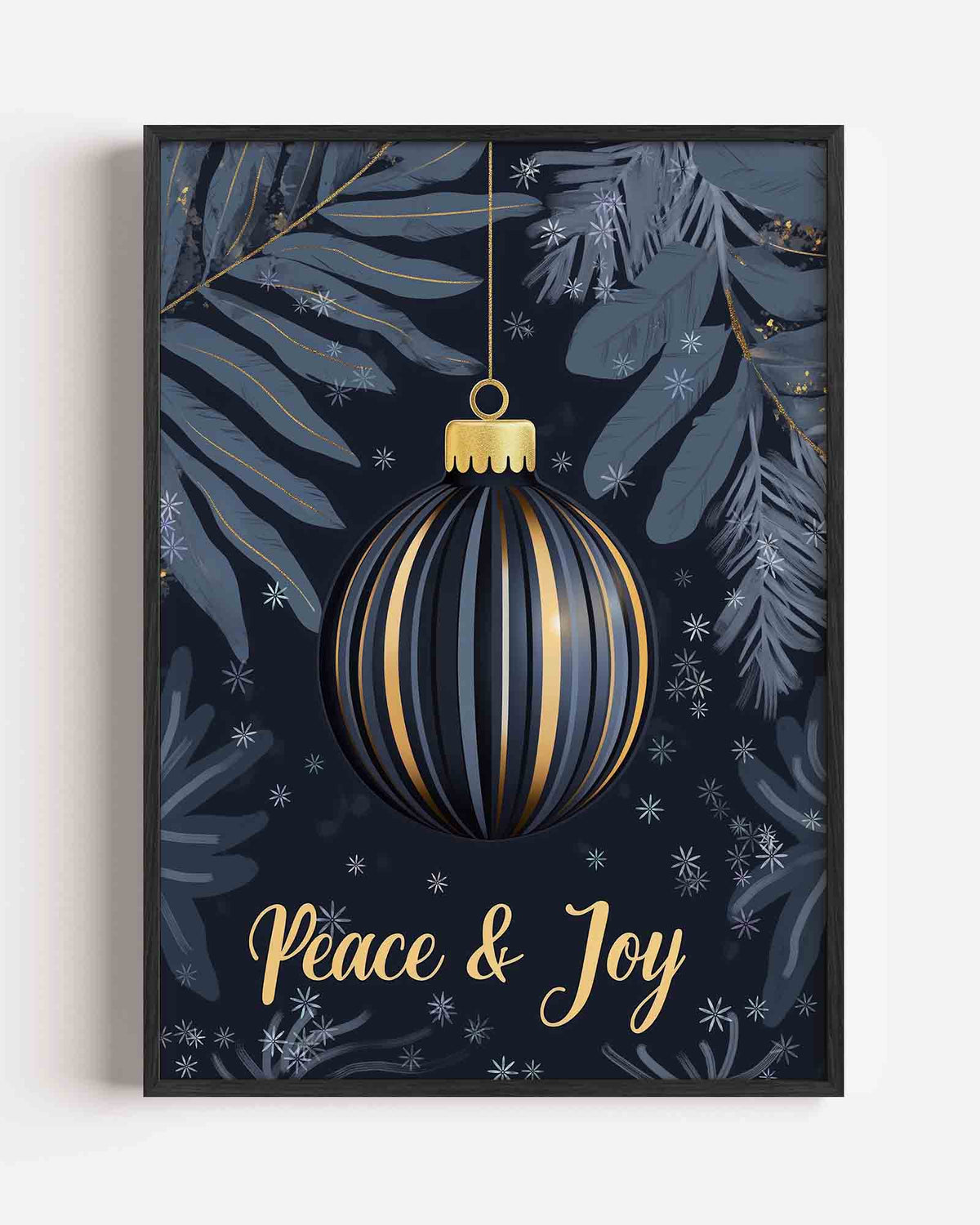 Kerstbal en bladeren – kerst portret poster als wanddecoratie