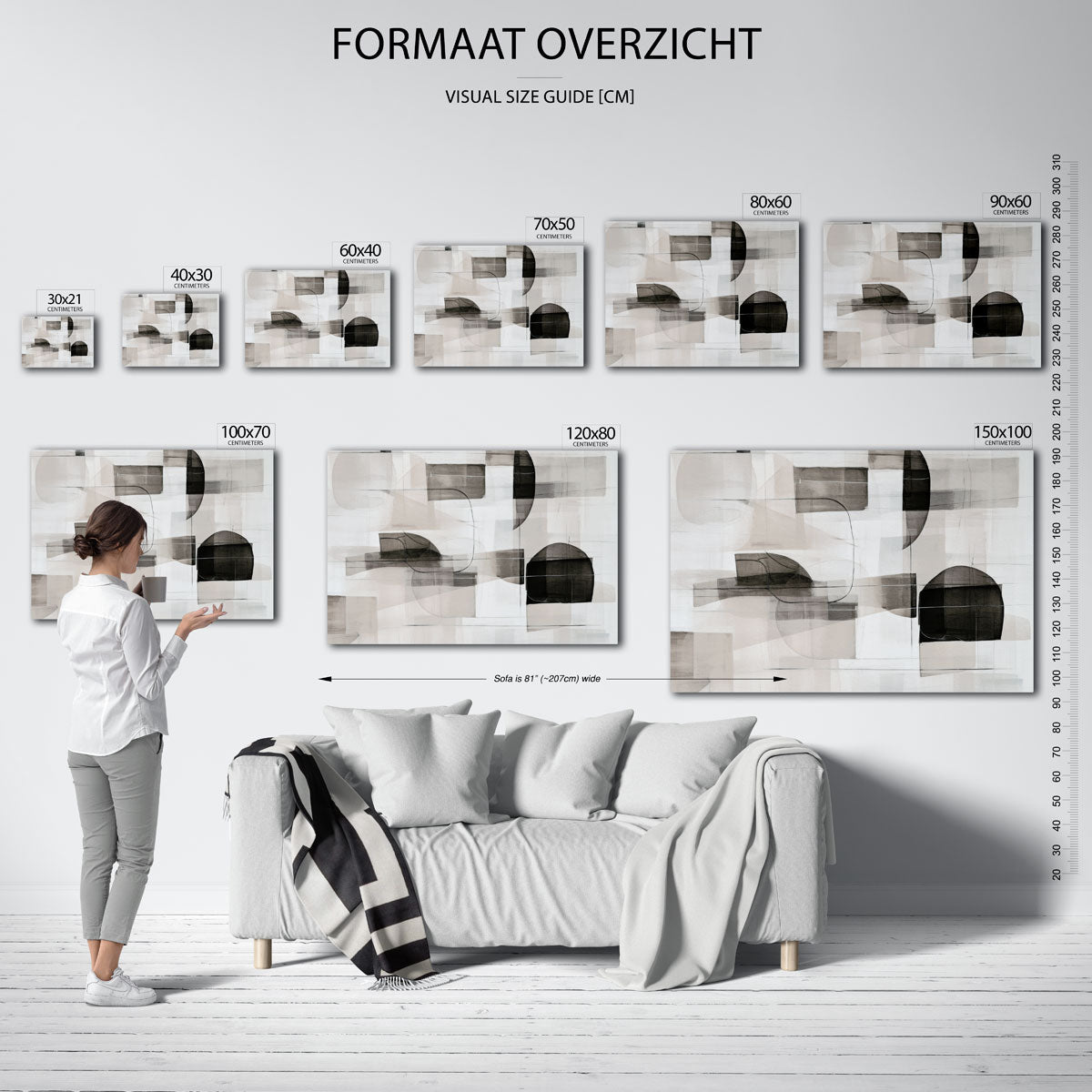 Abstracte vormen – liggende muurposter met abstracte vormen