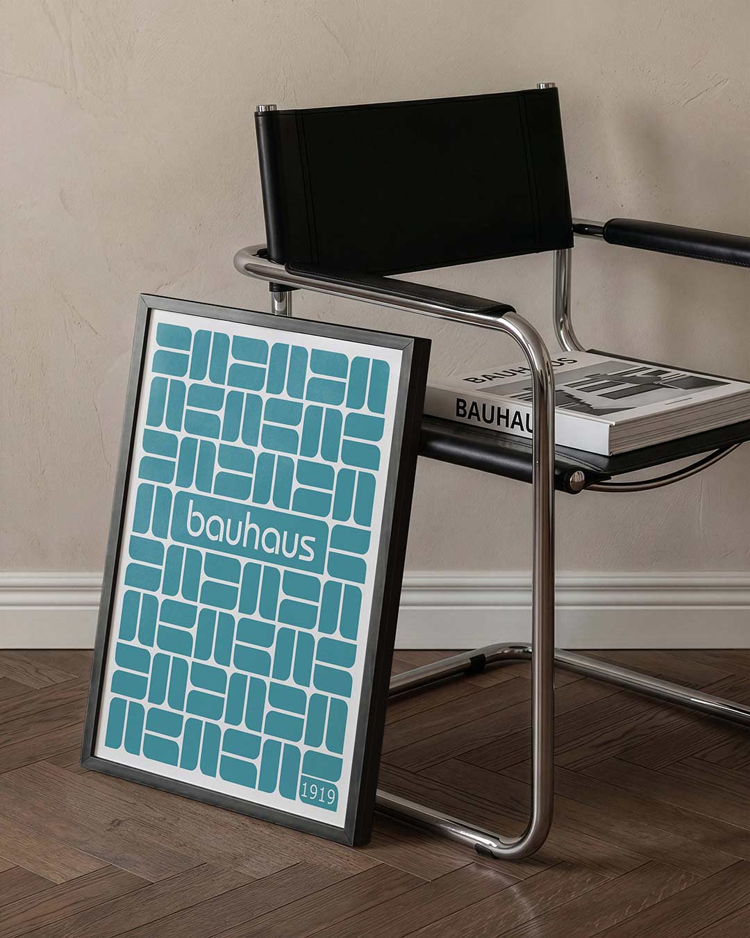 Vormritme en kleur – staande Bauhaus poster voor aan de muur