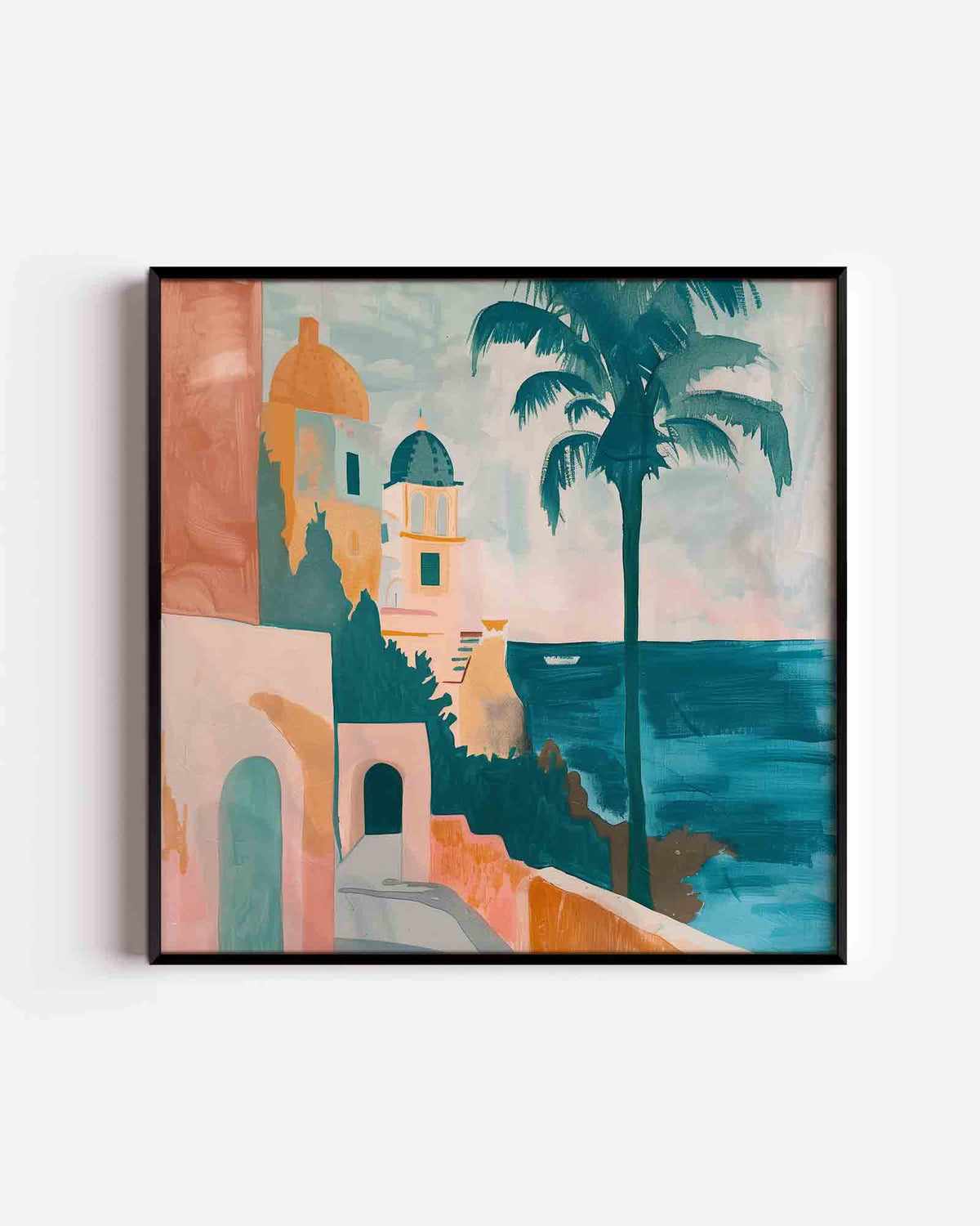 Mediterrane kust – design vierkante poster als wanddecoratie