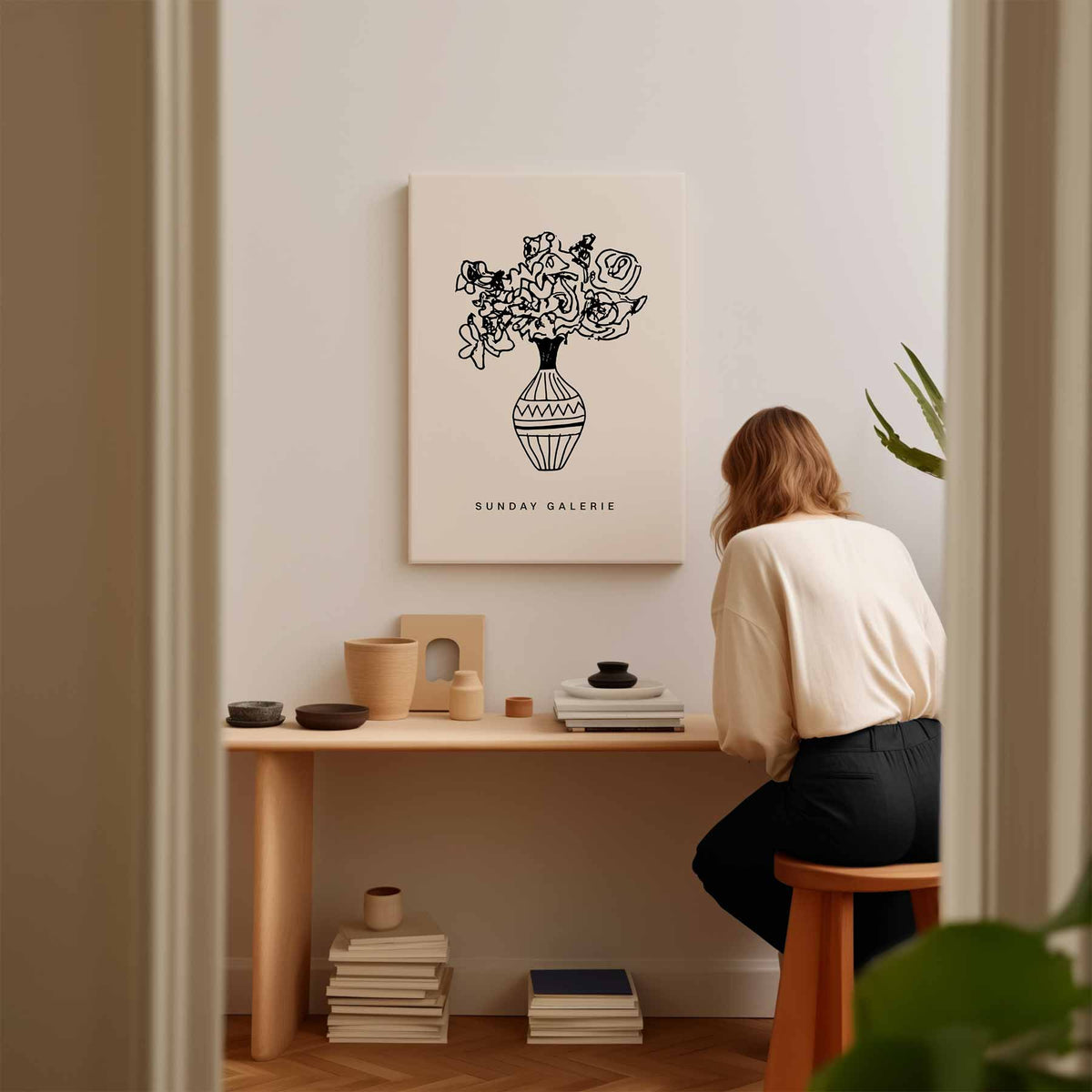 Vrolijke Bloemenvazen – modern portret kunstwerk van WallArtistic