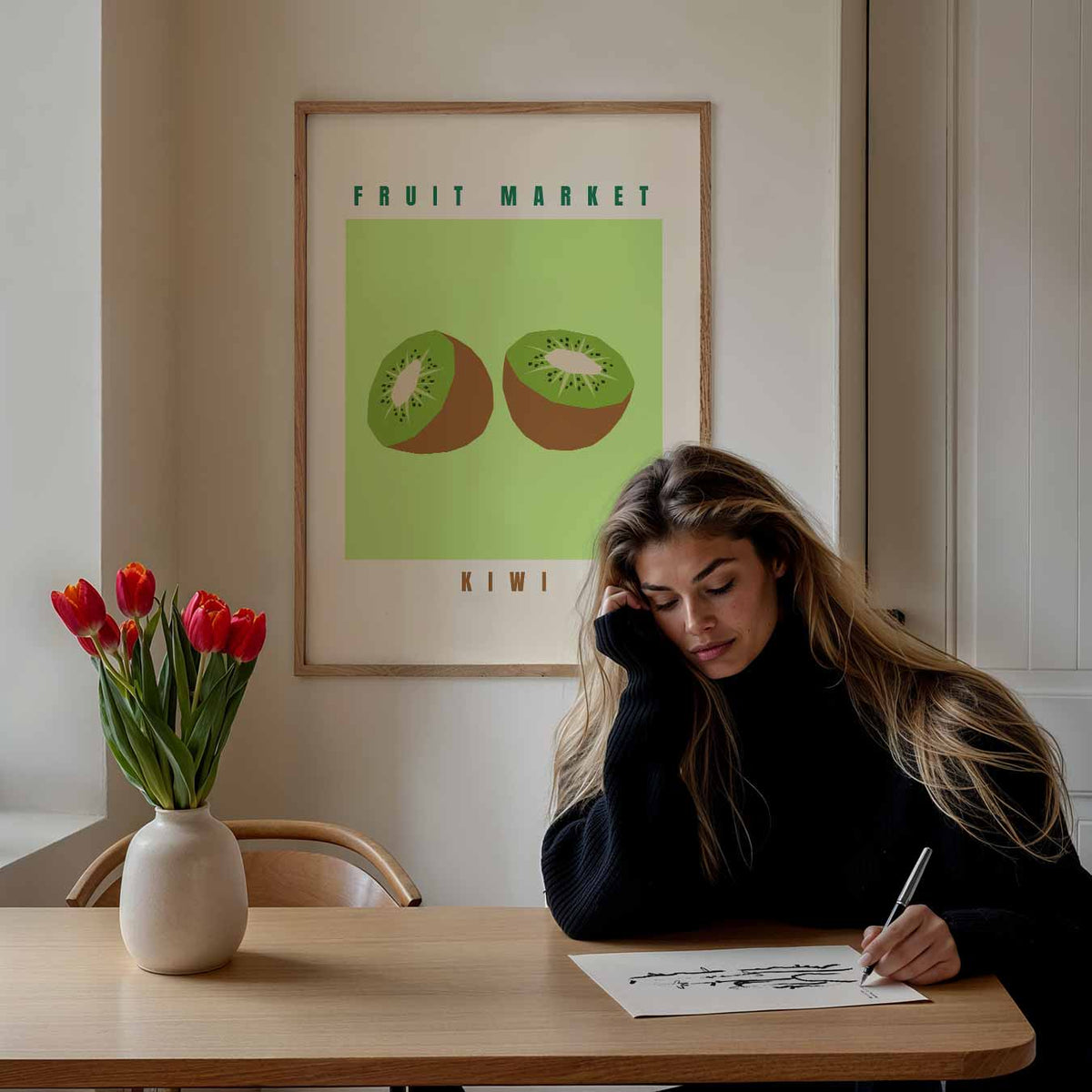 Kiwi Fruit Market – keuken poster als sfeervolle staande wanddecoratie