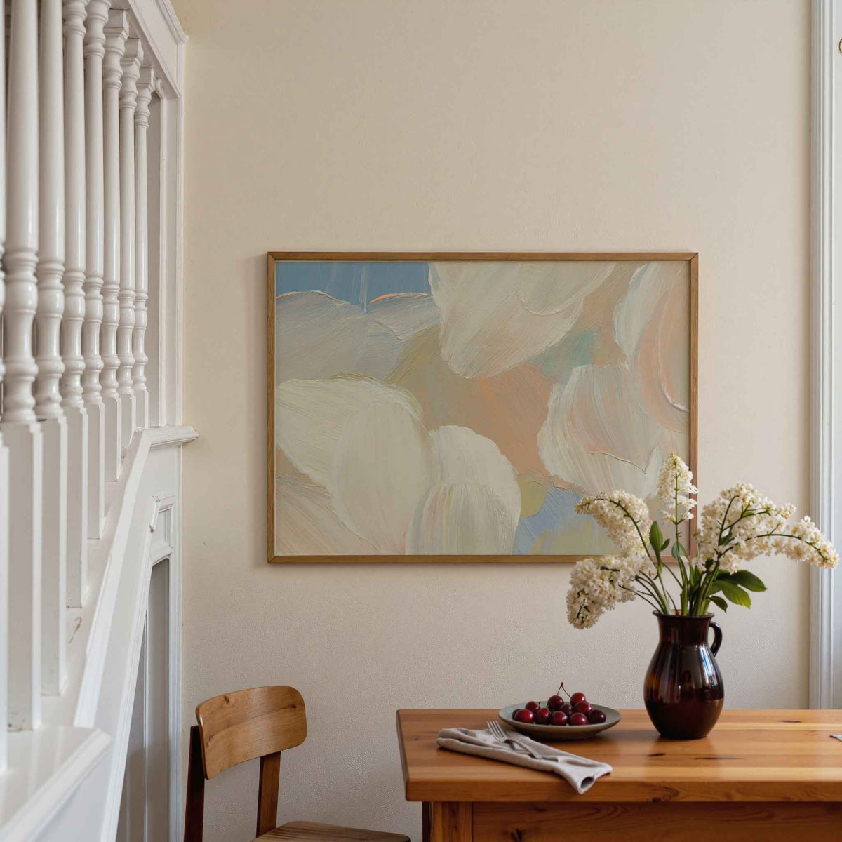 Abstracte penseelstreken – artistieke poster in liggend formaat