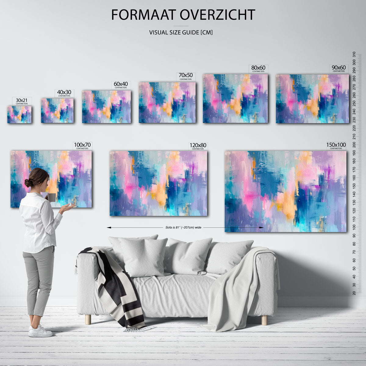 Abstracte kleurencompositie – liggende muurposter met kleurrijke abstracte vormen