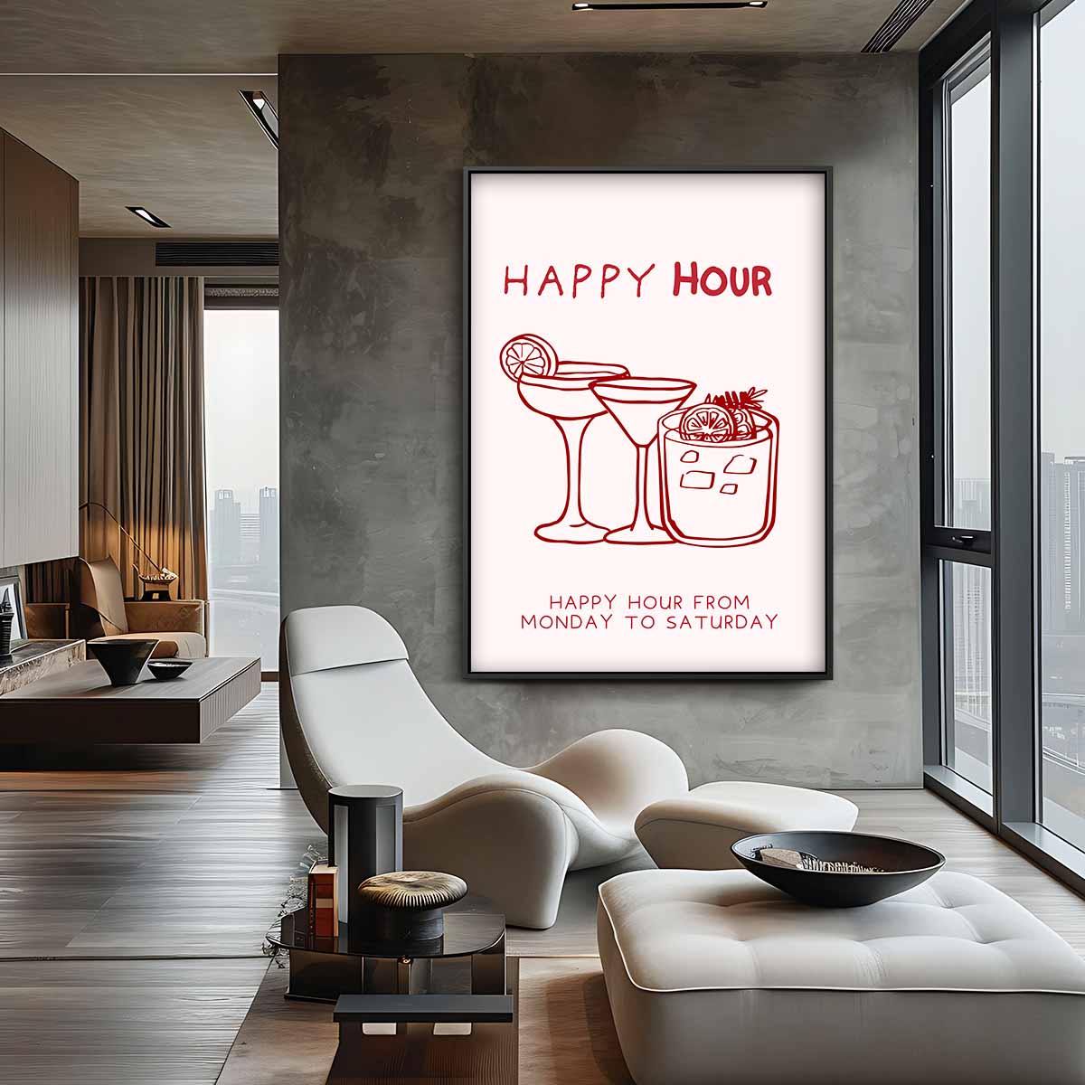 Happy Hour Illustratie – plexiglas kunstwerk als wanddecoratie