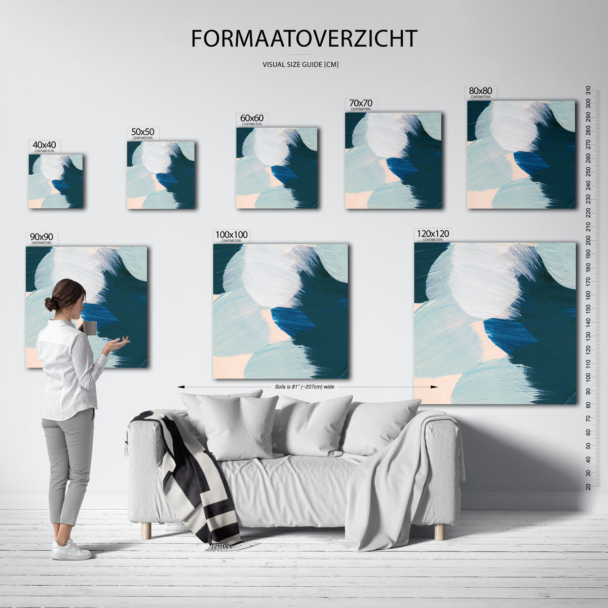 Abstracte penseelstreken – vierkante muurposter met artistieke uitstraling