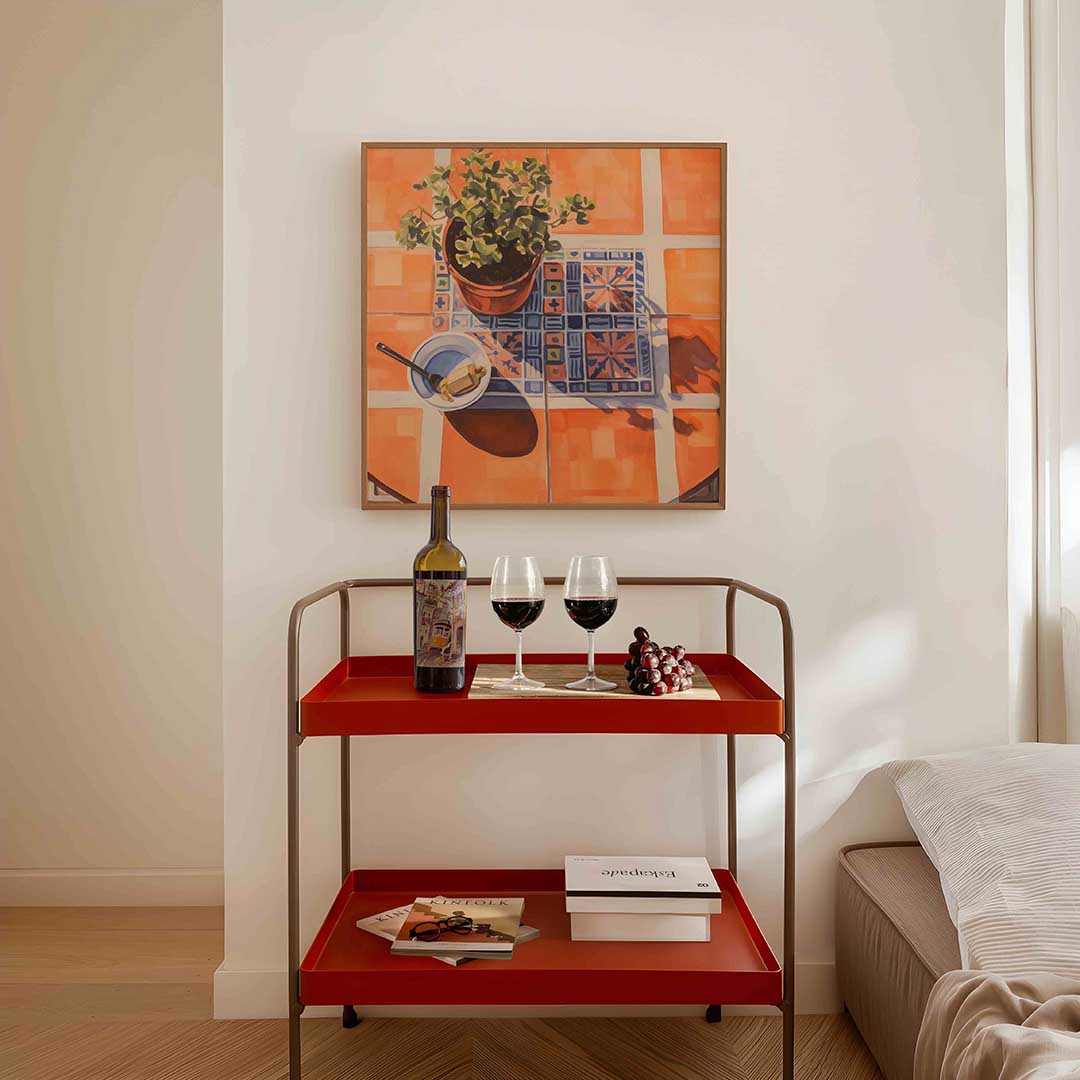 Plant en schaduw – vierkante keuken wanddecoratie van WallArtistic