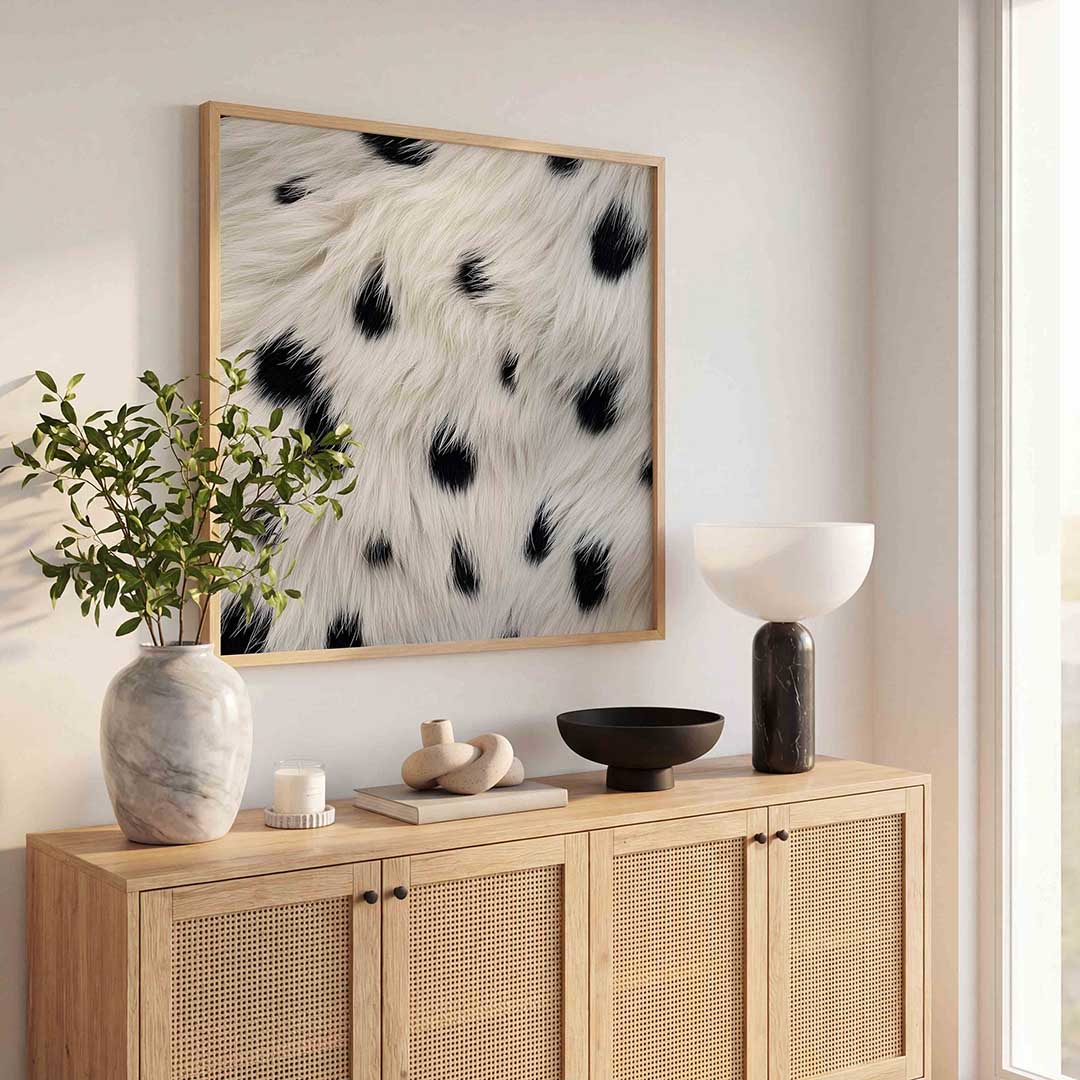 Zwart witte vacht – tropische wandkunst als vierkante poster