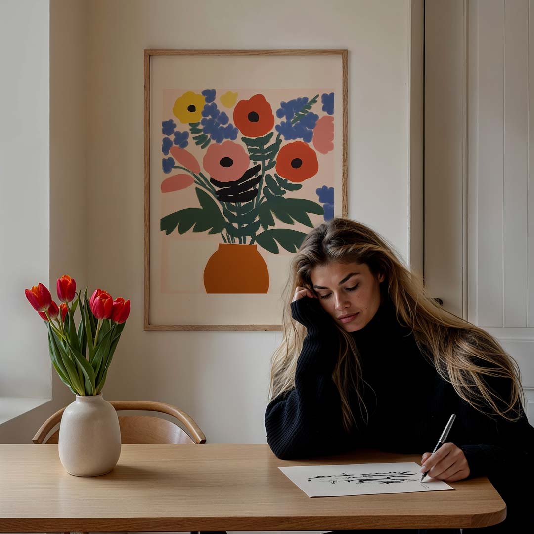 Kleurrijke Bloemenpracht – culinaire wandkunst als portret poster