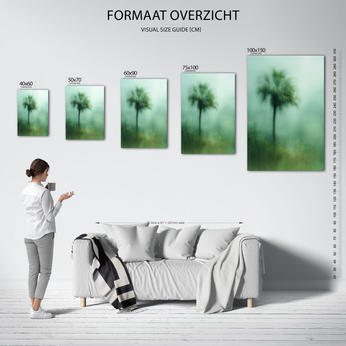 Vervagende palm – staand wanddecoratie kunstwerk