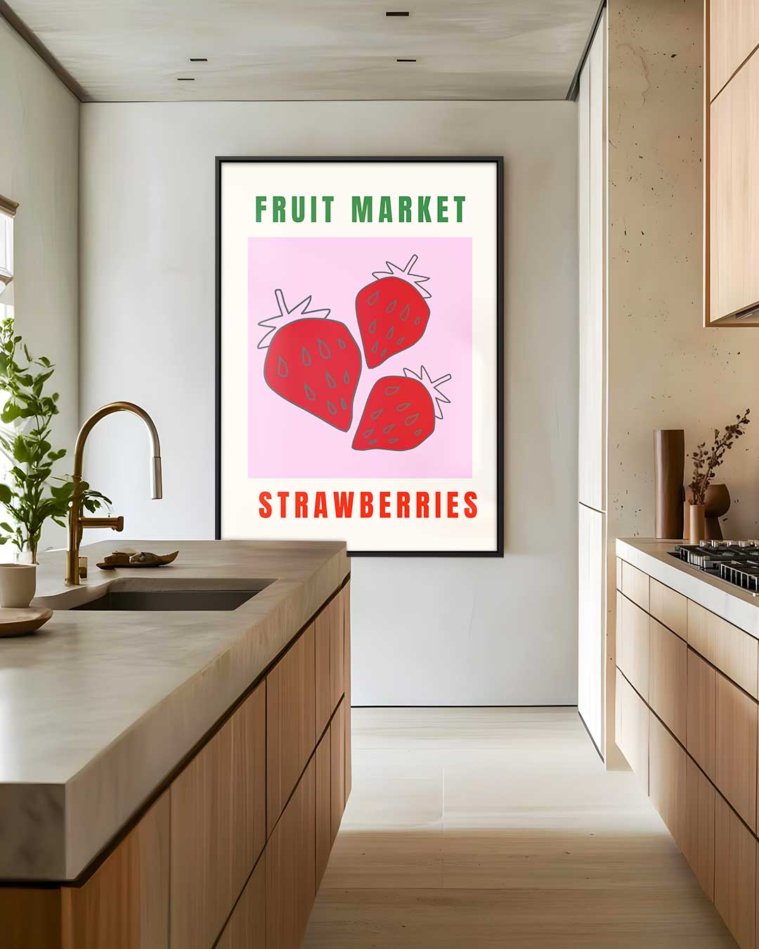Aardbei Kunstposter – staand kunstwerk voor modern interieur