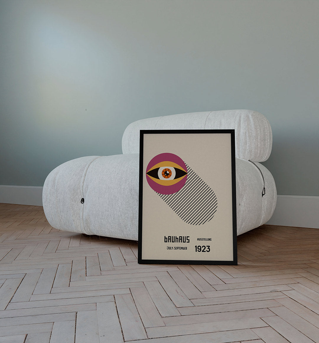 Oog en lijnen – staande Bauhaus poster voor aan de muur