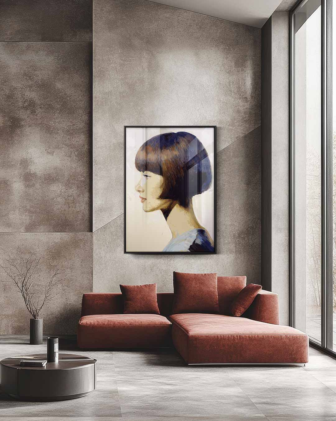 Modern Portret in Profiel – staande wandkunst voor woonkamer of interieur