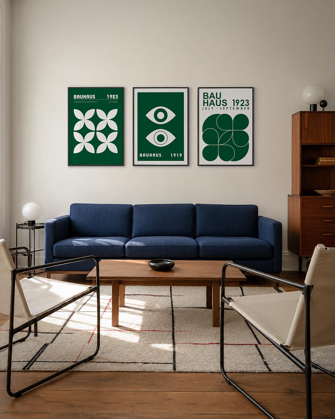 Vormen en vlakken driedelige posterset – deze posterset in drie delen toont een ritmisch patroon van witte bloemachtige