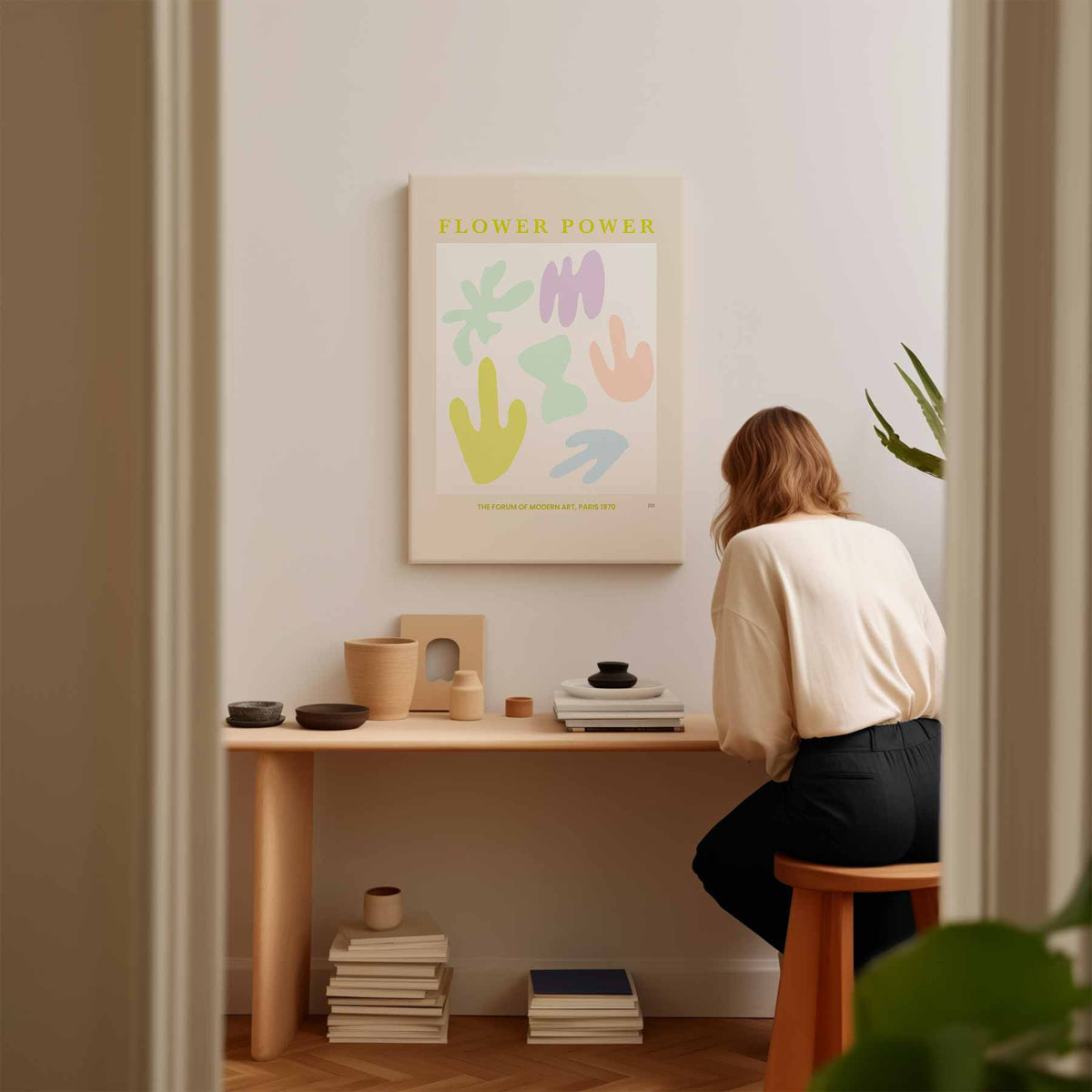 Flower Power Abstracte Kunstposter – staand kunstwerk voor modern interieur