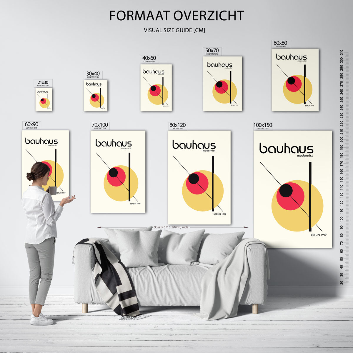 Vorm en lijnenspel – geometrische poster in Bauhaus-stijl van WallArtistic