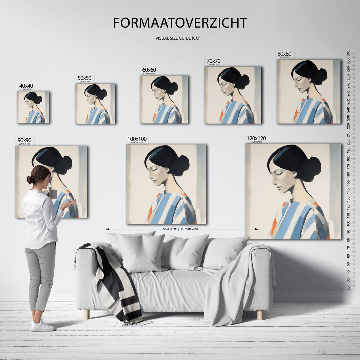 Vrouwelijk profiel – vierkante muurposter met vrouwelijk portret