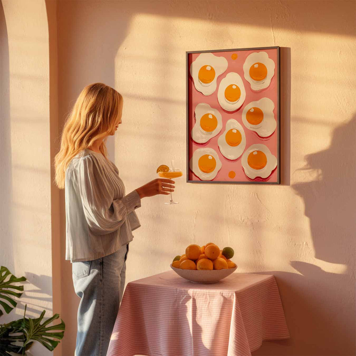 Vrolijke Eieren Wandkunst – keuken poster als sfeervolle staande wanddecoratie