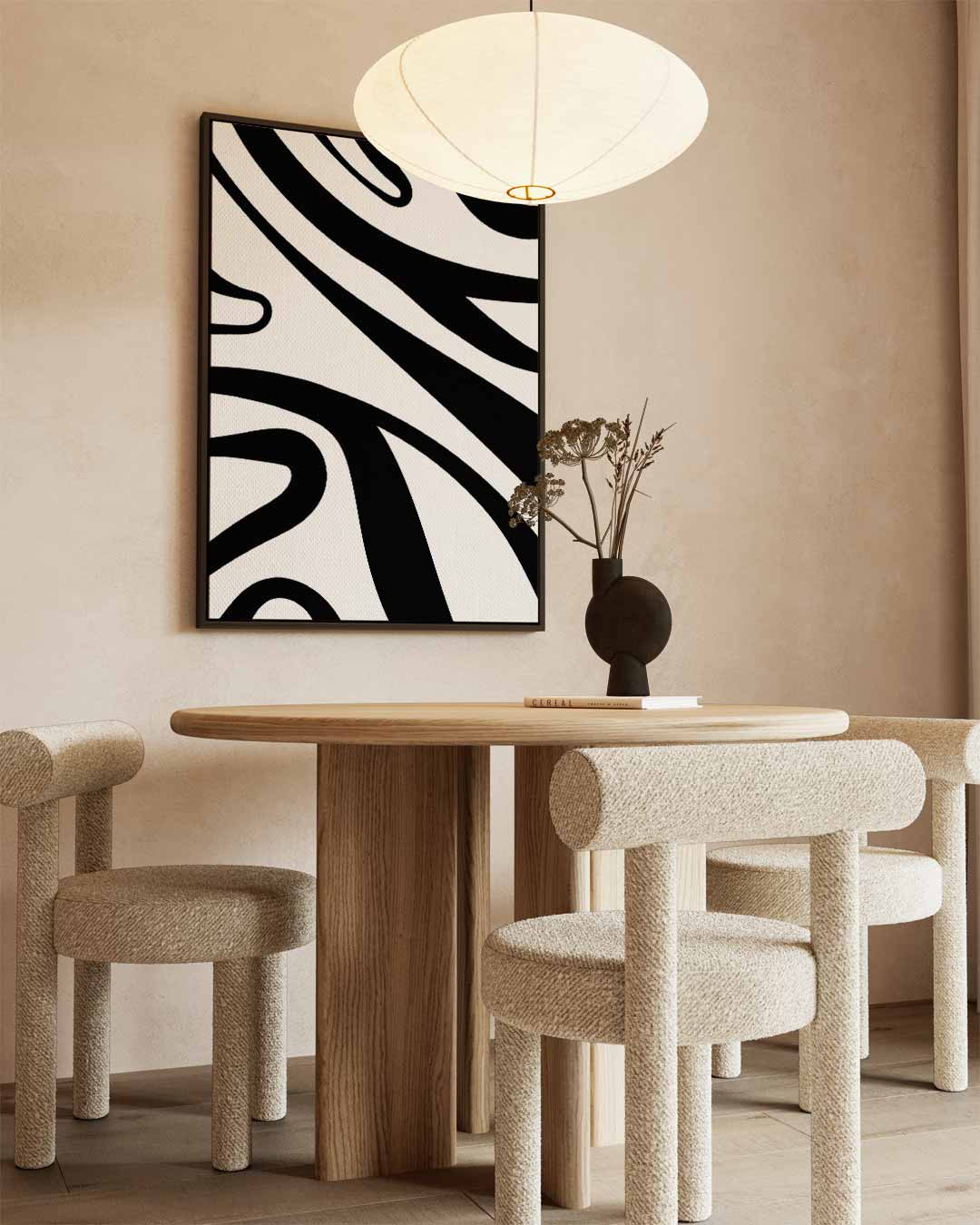 Abstracte Zebrastrepen – kunstwerk met zwarte baklijst