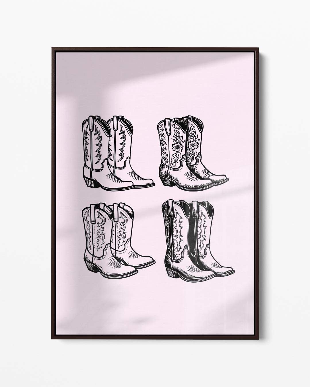Vintage Cowboylaarzen Illustratie – portret kunstwerk als wanddecoratie
