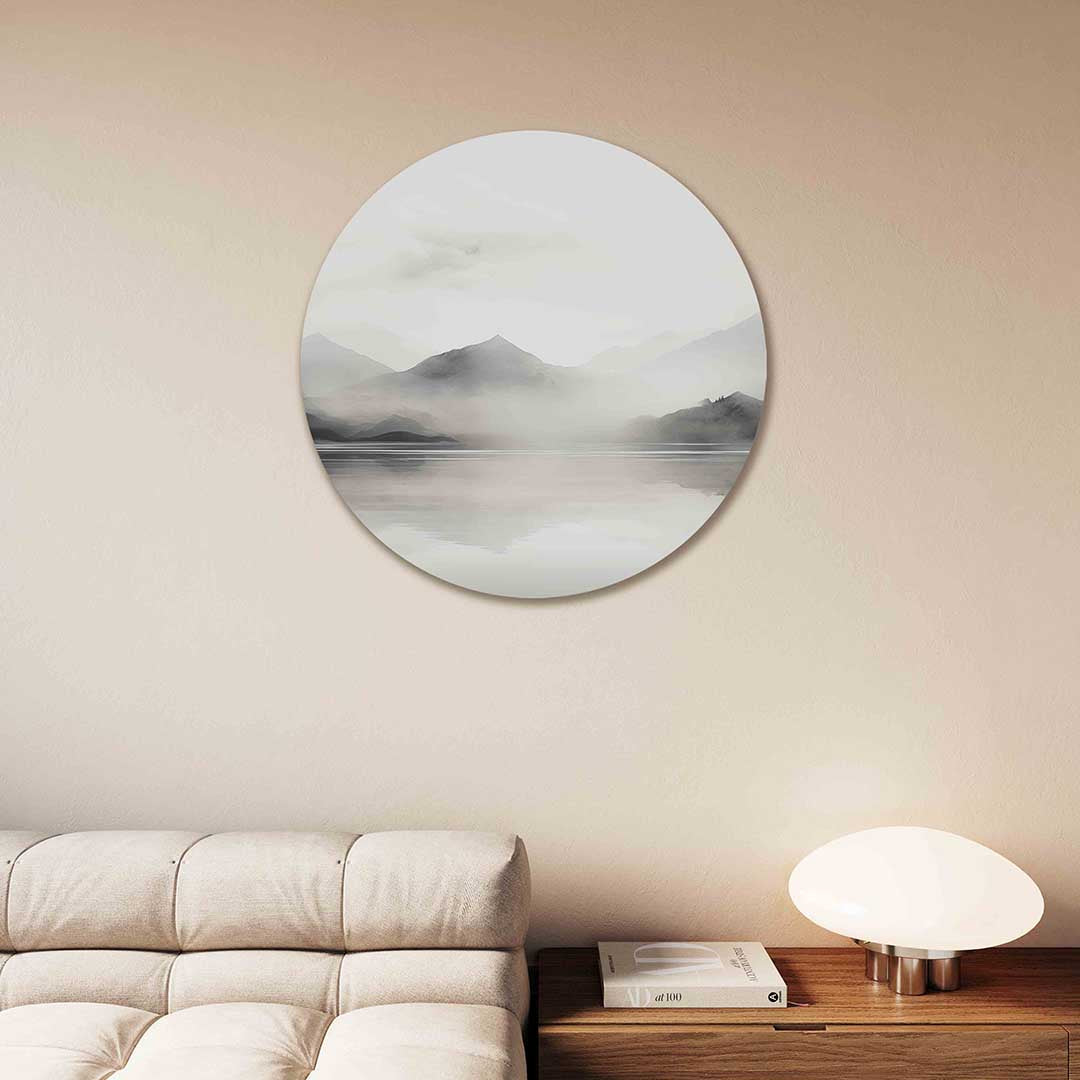 Berglandschap – kleurrijke Pop Art muurcirkel voor aan de muur