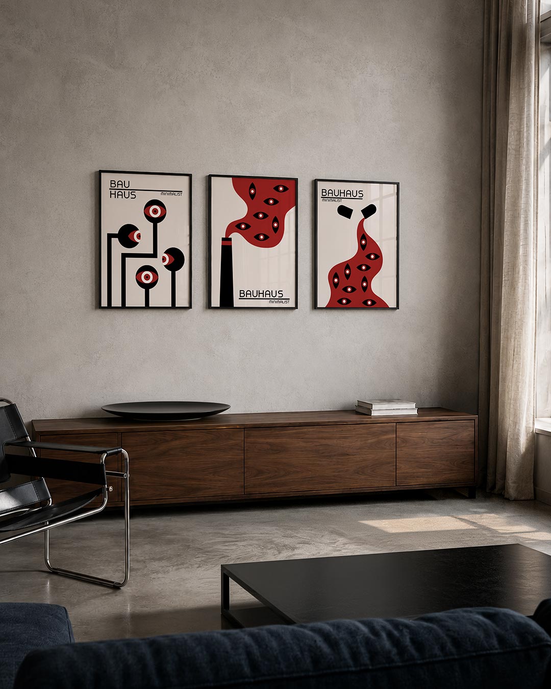 Abstract posterset – tweede productweergave – een abstracte posterset met donkere tinten en een rustige visuele opbouw.