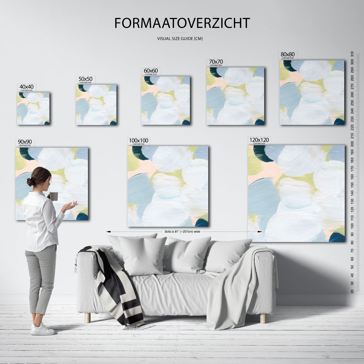 Abstracte vormen – vierkante muurposter met artistieke uitstraling