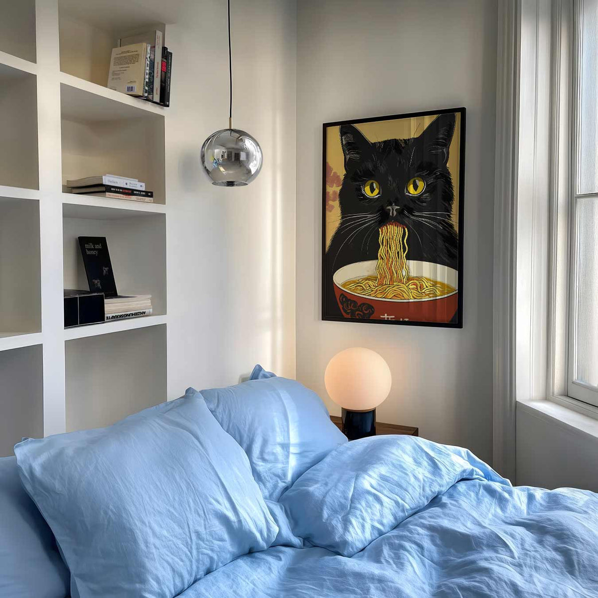 Noodle Cat Art – staande muurposter met dierenthema