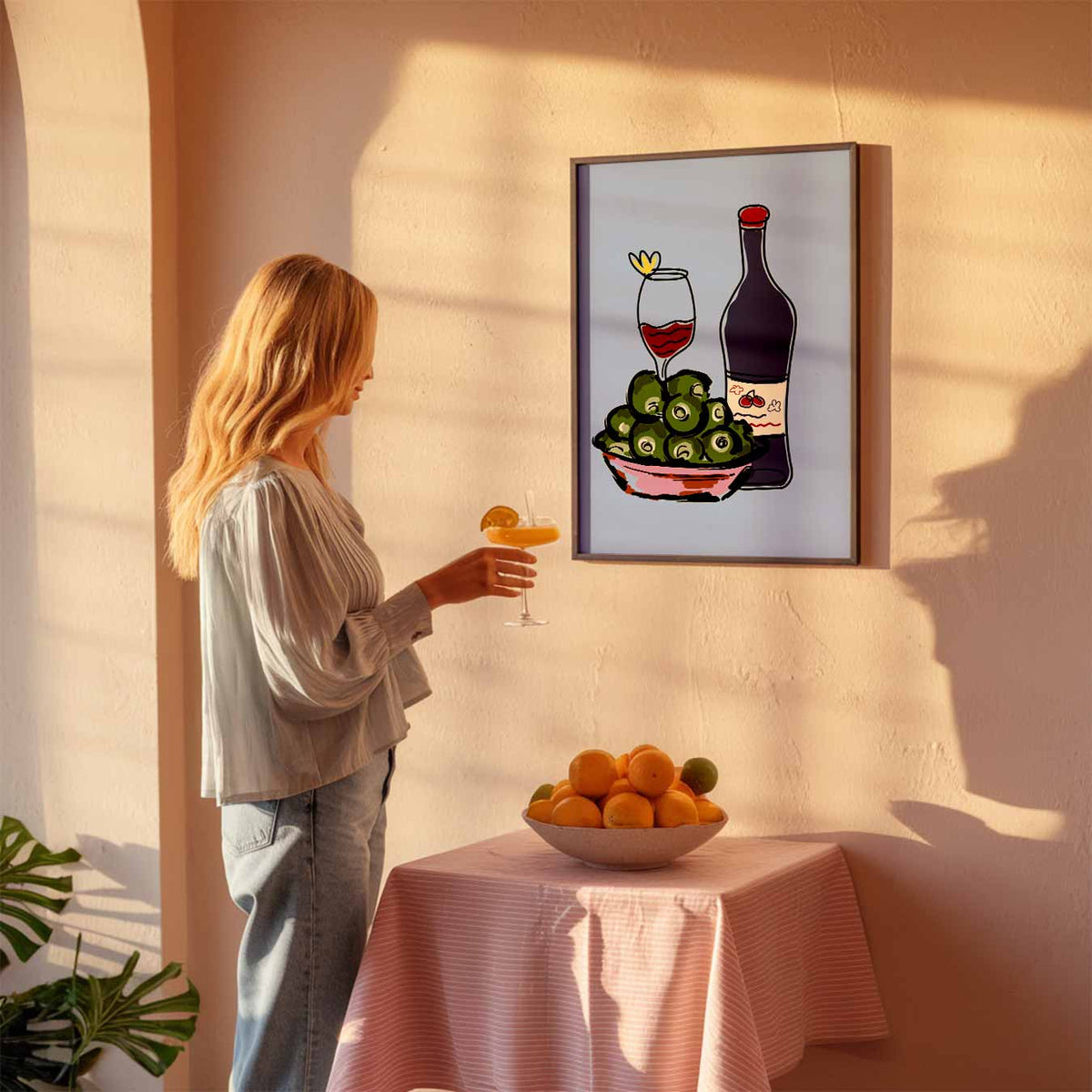 Gezellige Borrel Avond – keuken poster als sfeervolle staande wanddecoratie