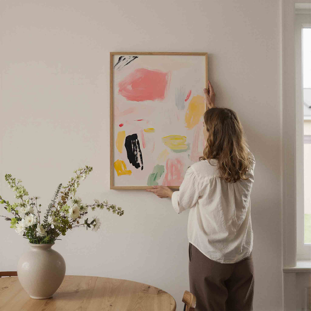 Abstracte penseelstreken – illustratie poster in staand formaat