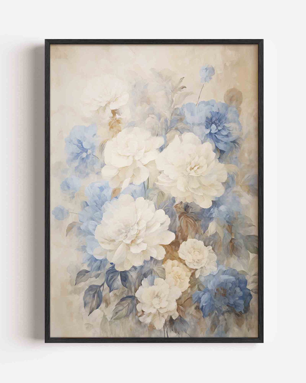 Bloemen in blauw en wit – bloemen portret poster als wanddecoratie