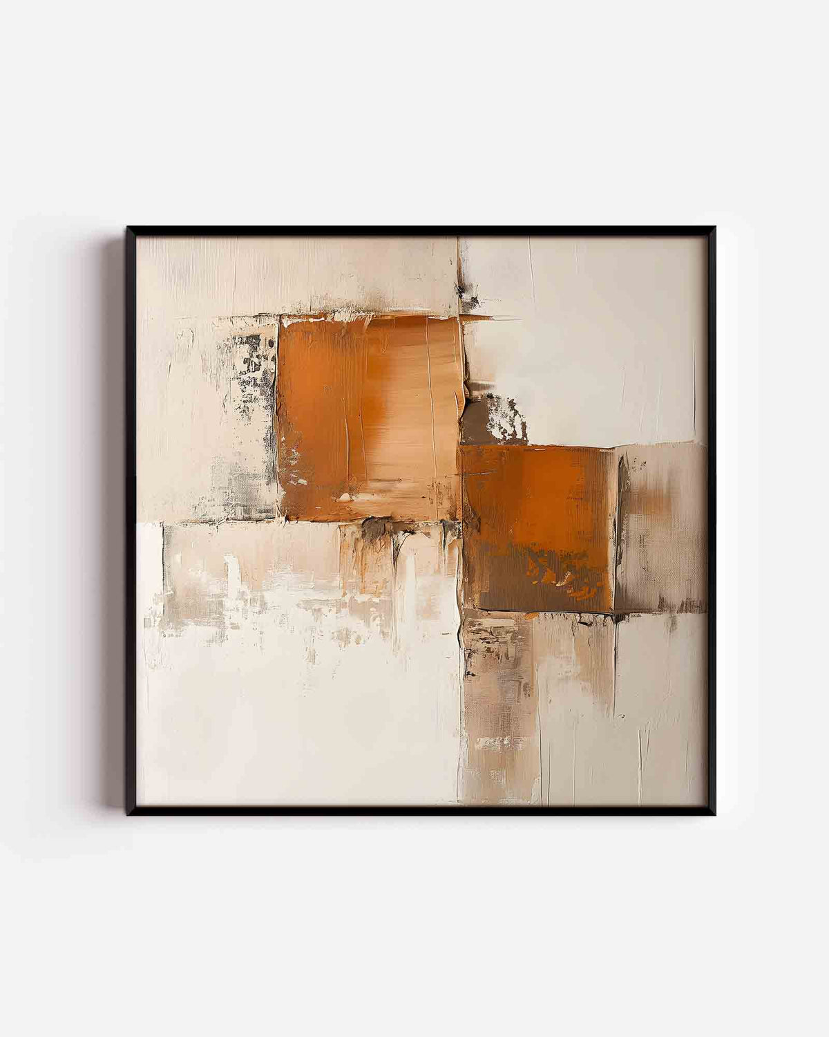 Abstracte beige en oranje – abstracte textuur vierkante poster als wanddecoratie