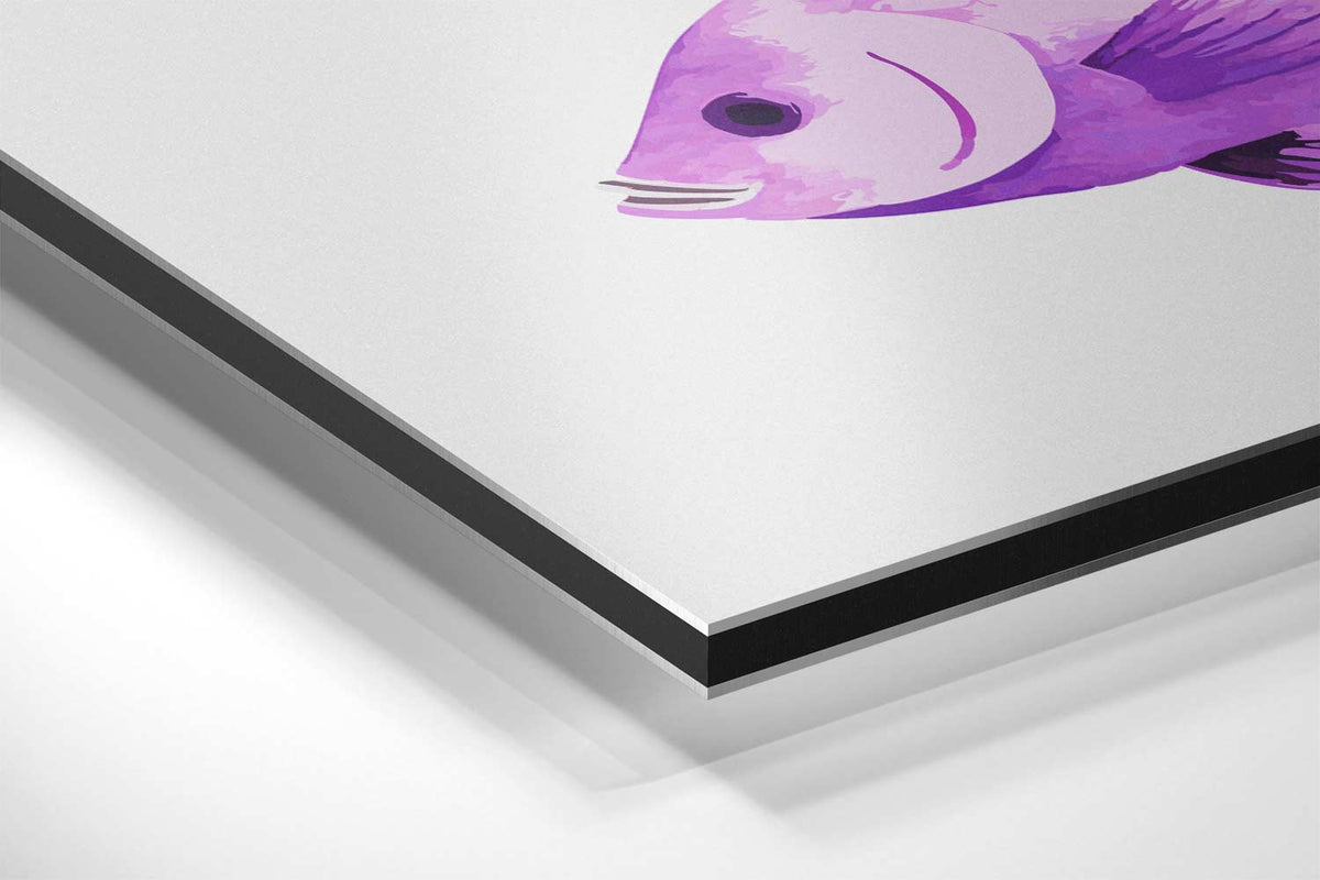 Paarse Vis Trio – canvas kunstwerk als wanddecoratie
