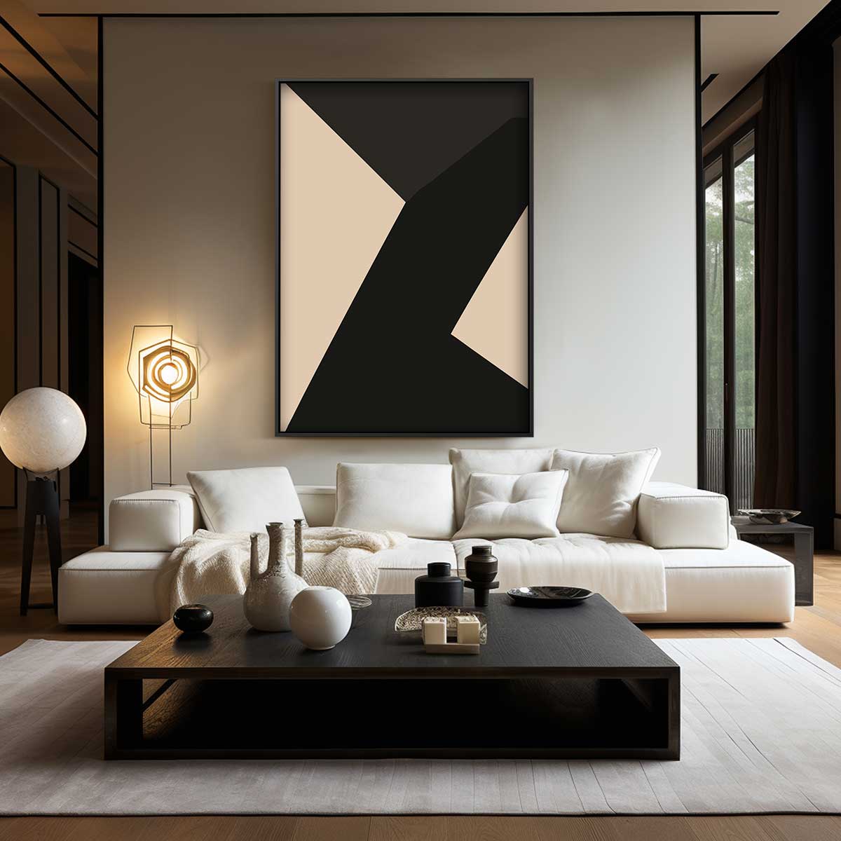 Strakke Elegantie in Abstractie – modern portret kunstwerk van WallArtistic