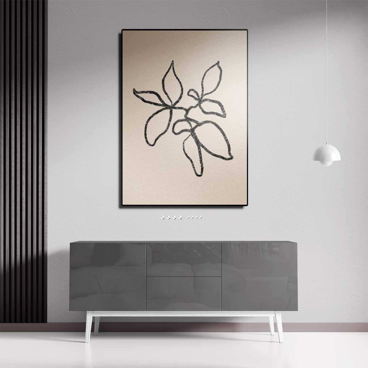 Minimalistische Bladeren Schets – dibond kunstwerk als wanddecoratie