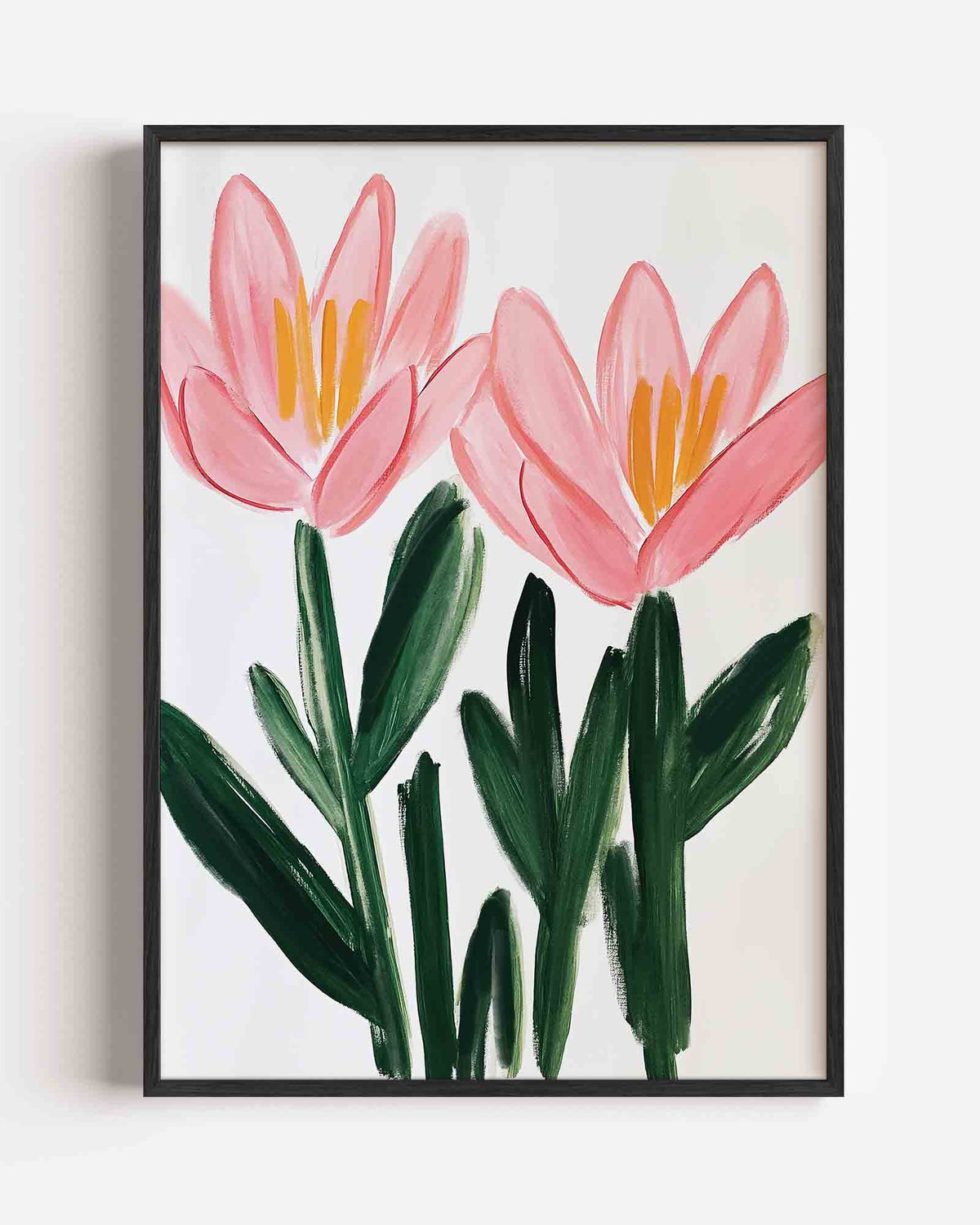 Bloemen in roze en groen – bloemen portret poster als wanddecoratie