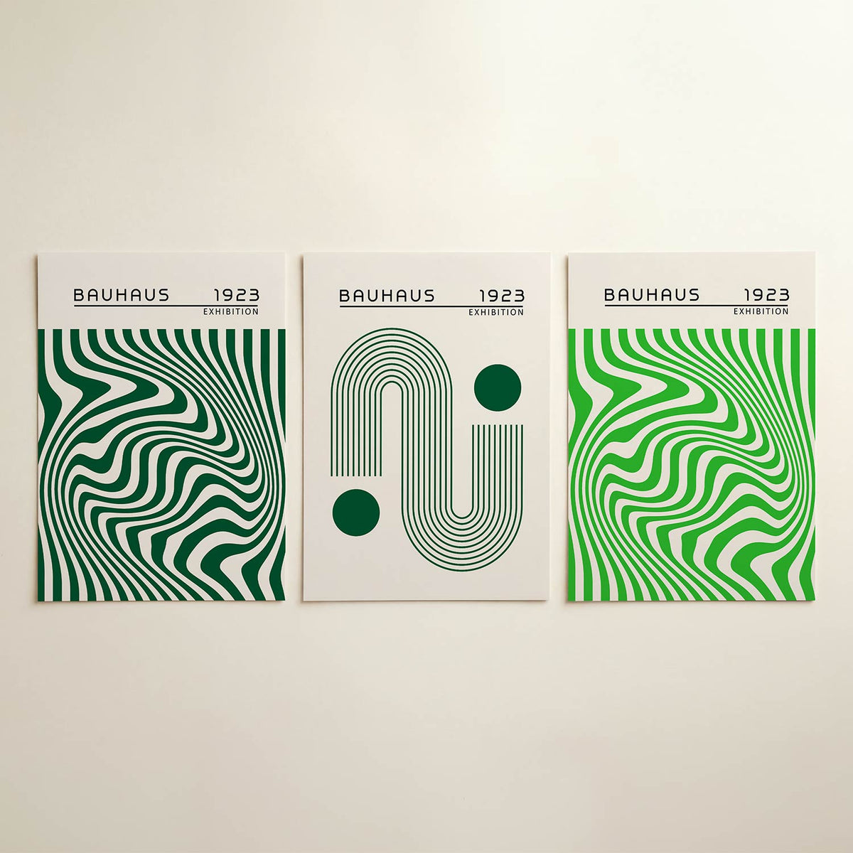 Golvend lijnenspel posterset – detailweergave – deze posterset in drie delen toont een dynamisch lijnenspel met golvende
