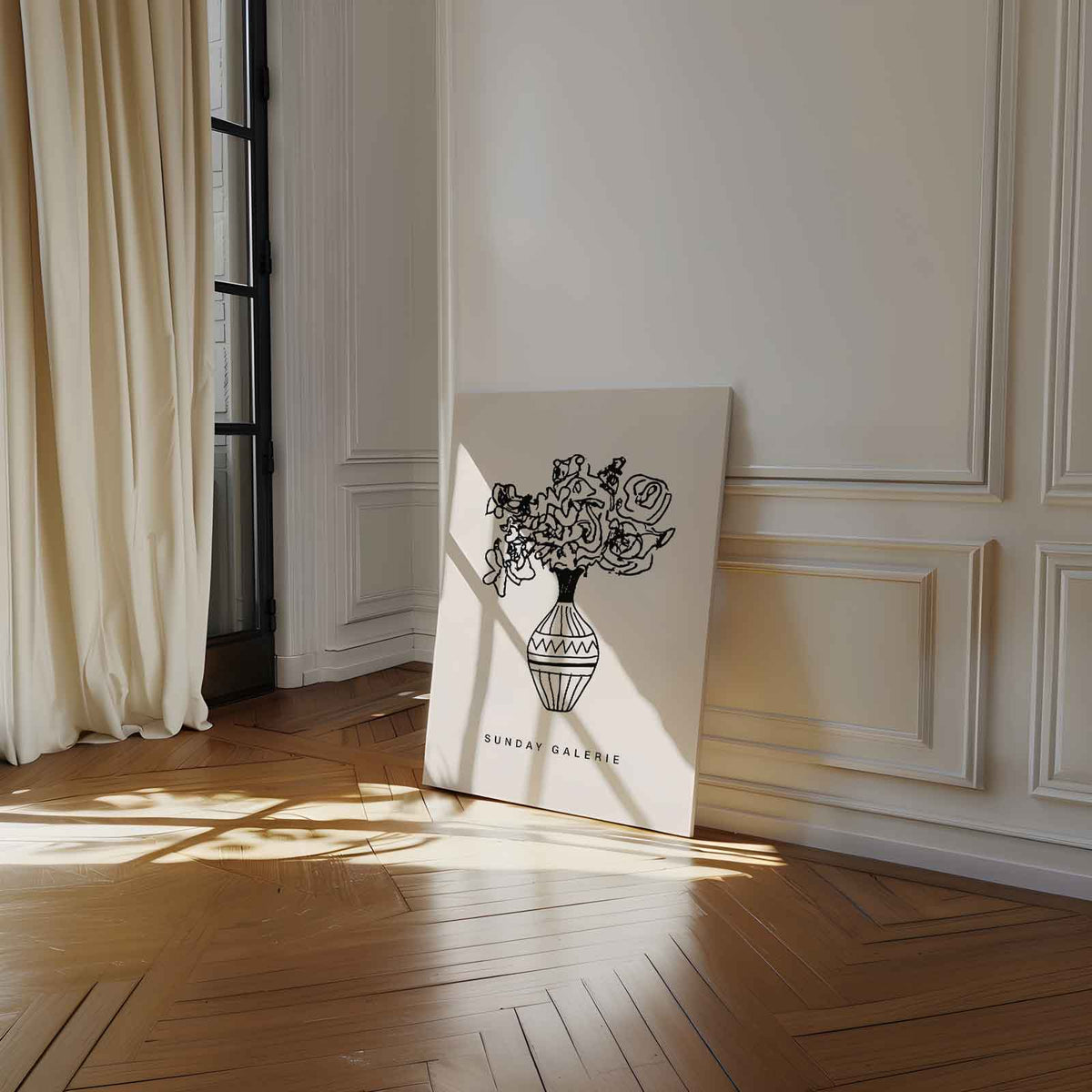 Vrolijke Bloemenvazen – kunstwerk met zwarte baklijst