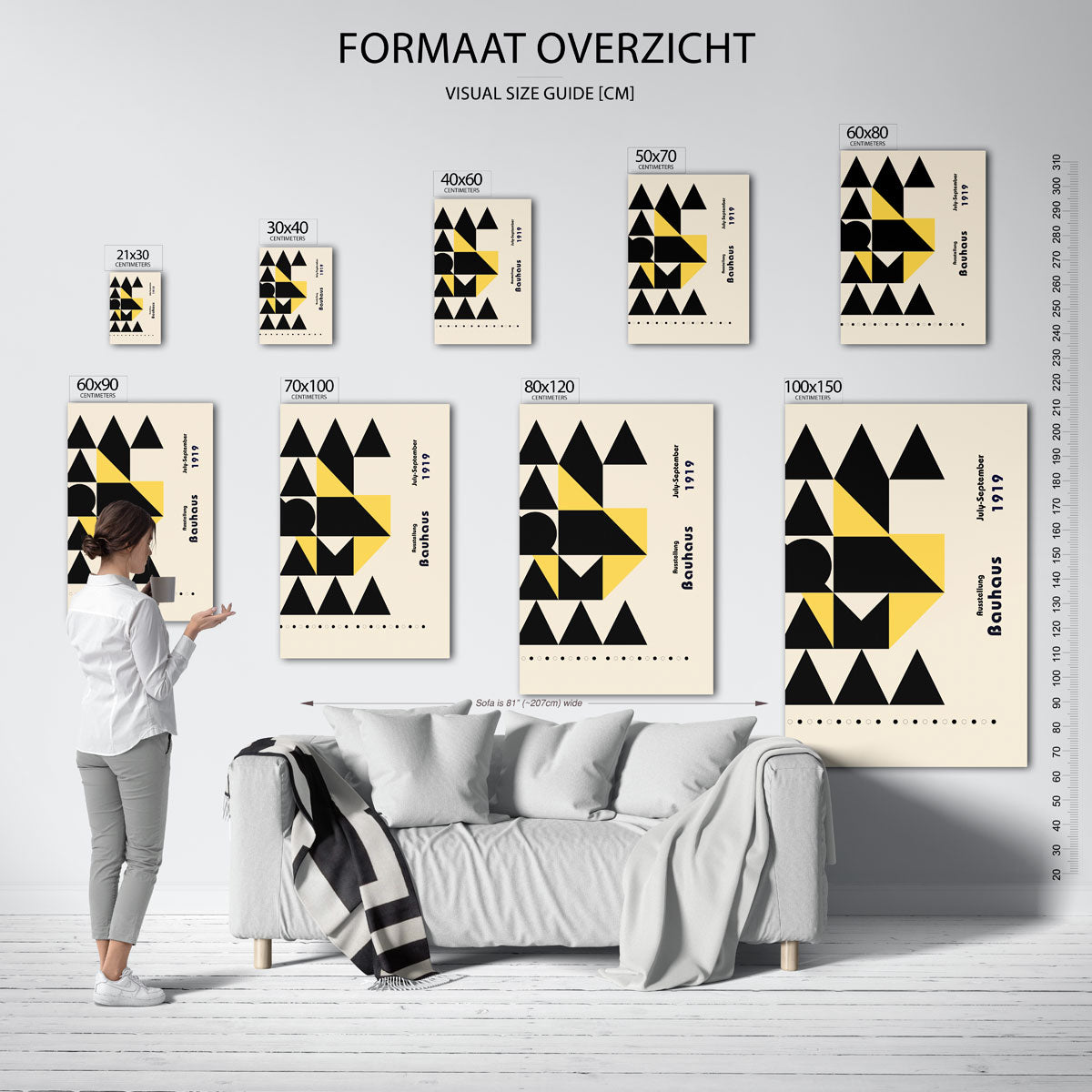 Geometrische vlakverdeling – geometrische poster in Bauhaus-stijl van WallArtistic