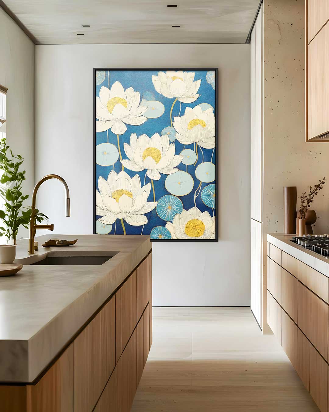 Blauwe Lotus Dromen – plexiglas wanddecoratie in portret formaat