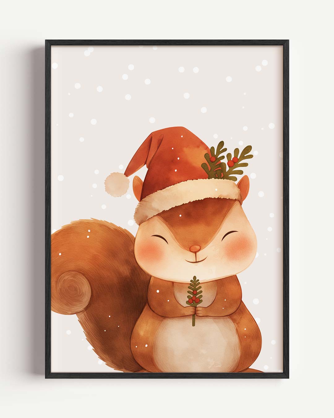 Kerst Eekhoorn – kids portret poster als wanddecoratie