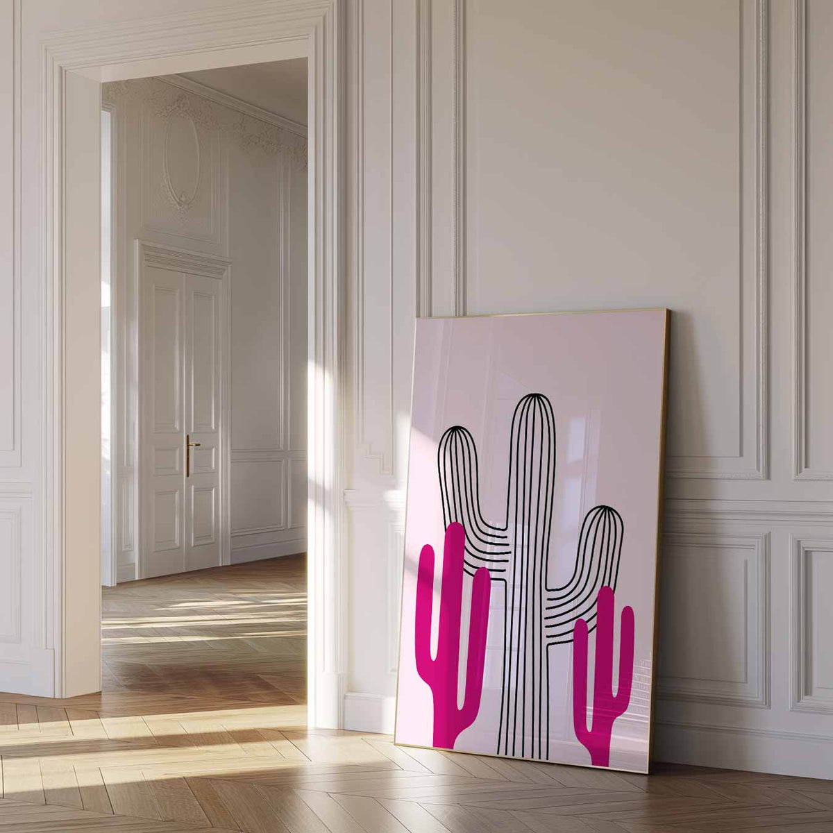 Felgekleurde Cactus Illustratie – paas poster als vrolijke staande wanddecoratie