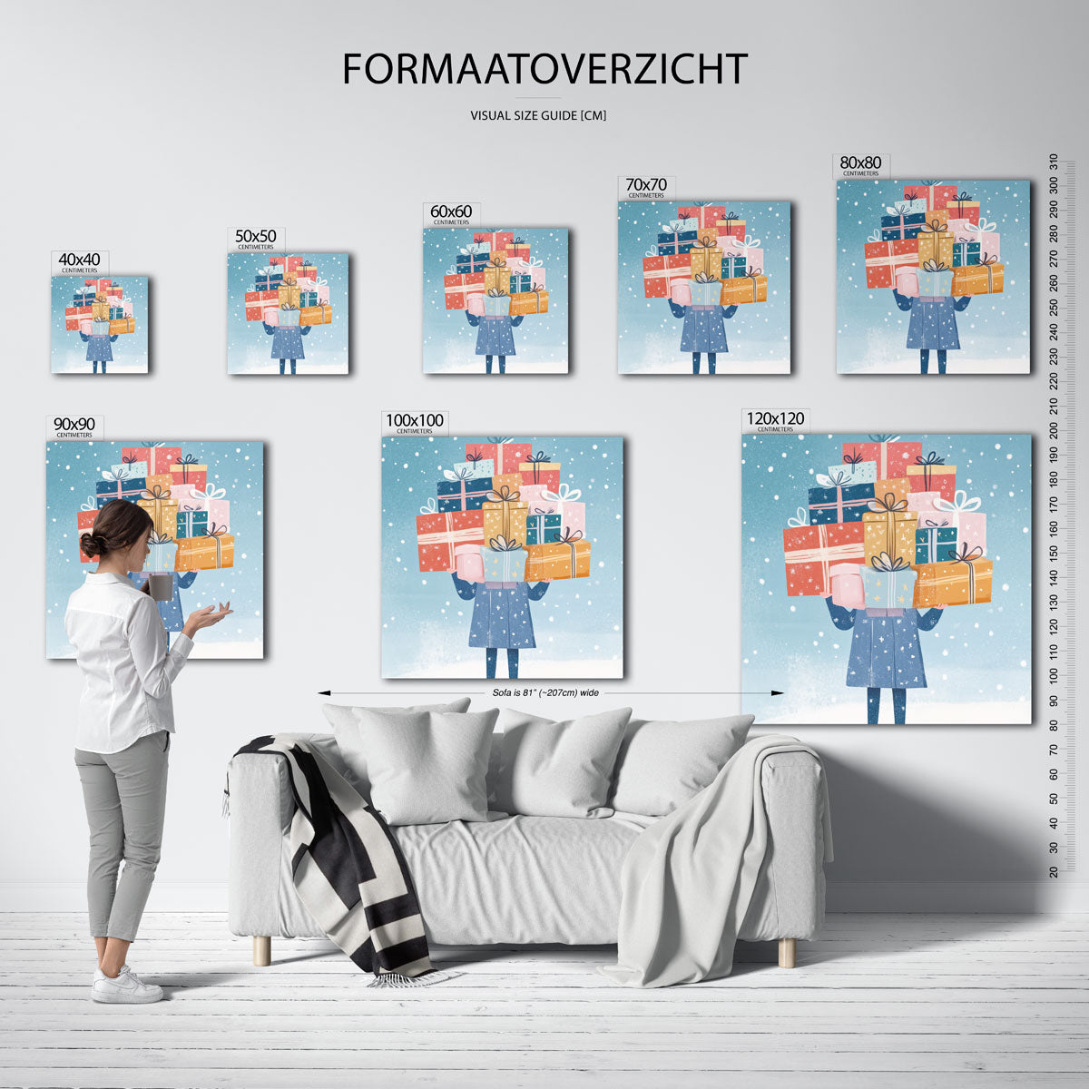 Stapeling van cadeaus – vierkante muurposter voor de kinderkamer