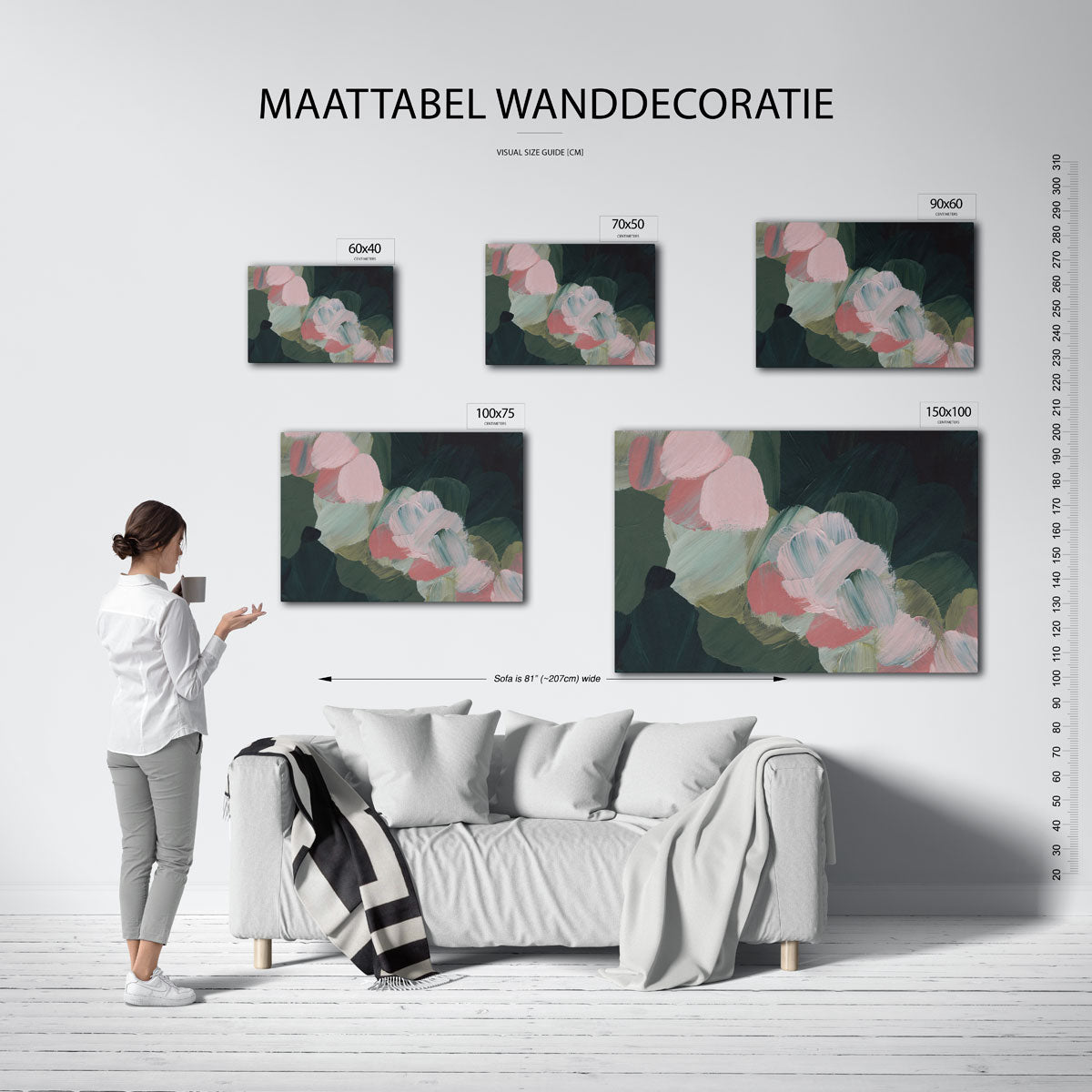 Organische borstels – Wanddecoratie kunstwerk – moderne liggende wandkunst