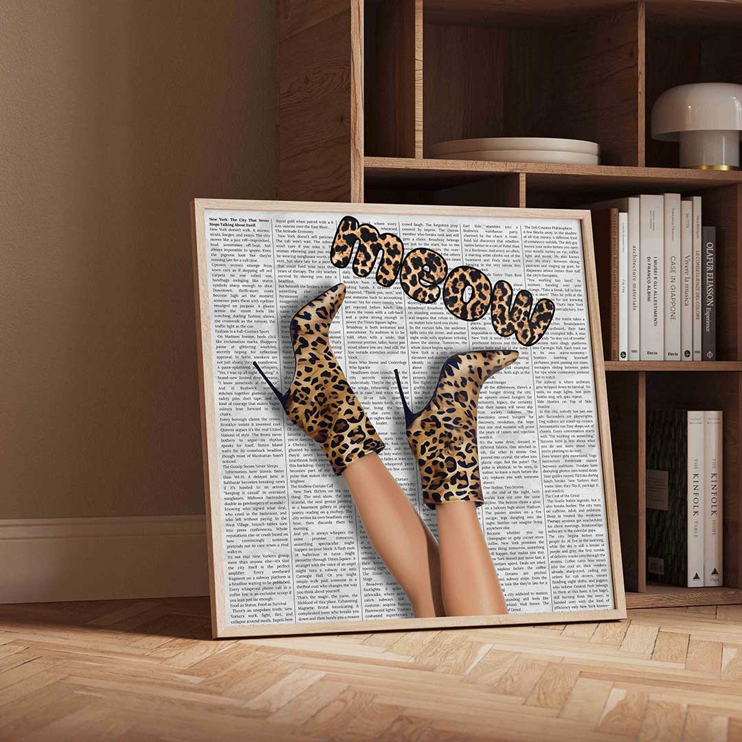 Luipaardprint schoenen – vierkante Pop Art wanddecoratie van WallArtistic
