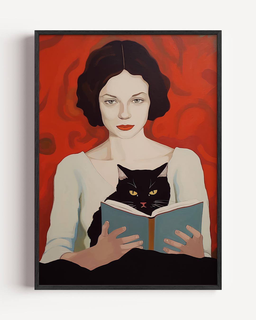Mystieke Nachten met de Kat – vrouwelijk portret poster als wanddecoratie