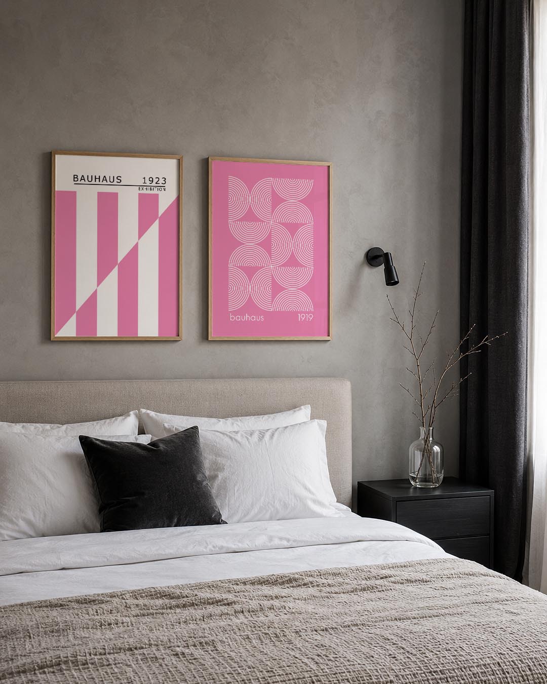 Roze lijnenspel Posterset