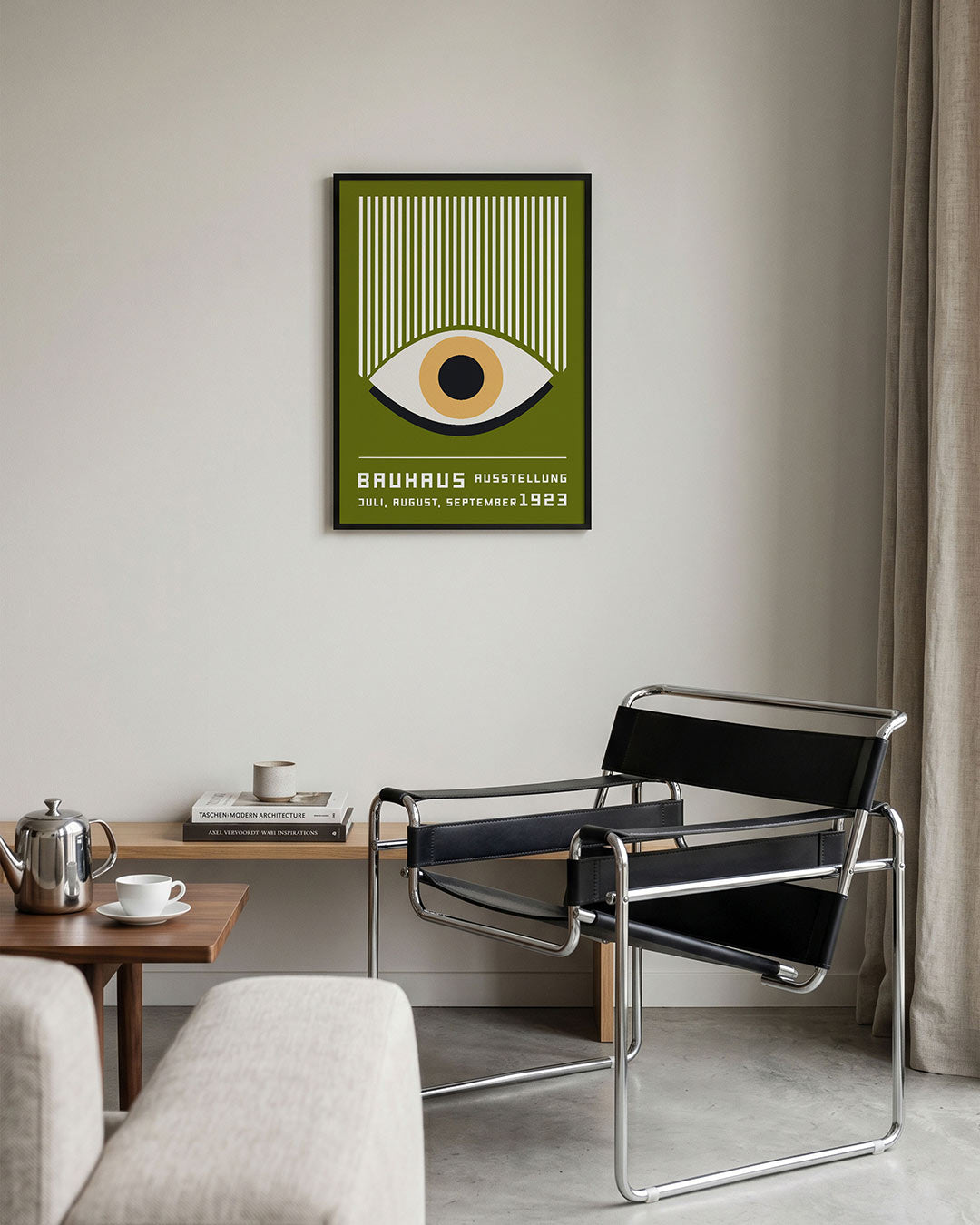 Oog en lijnen – geometrische Bauhaus poster in staand formaat