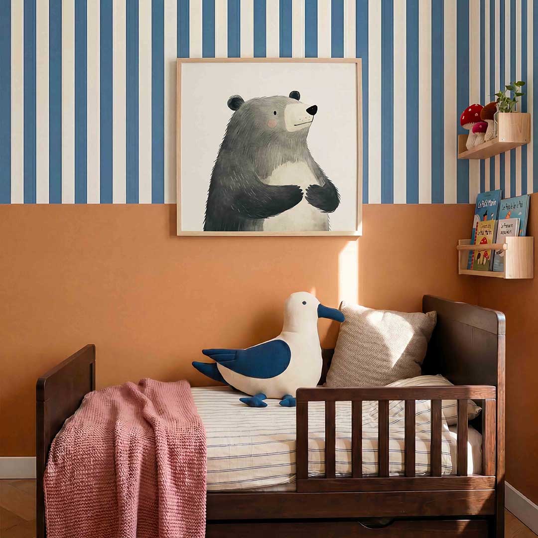 Beer met grijze vacht – kids poster in vierkant formaat
