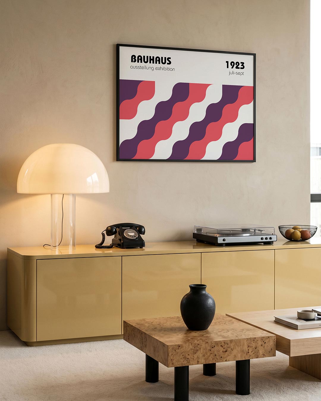Golvend lijnenspel – moderne Bauhaus wandkunst als poster